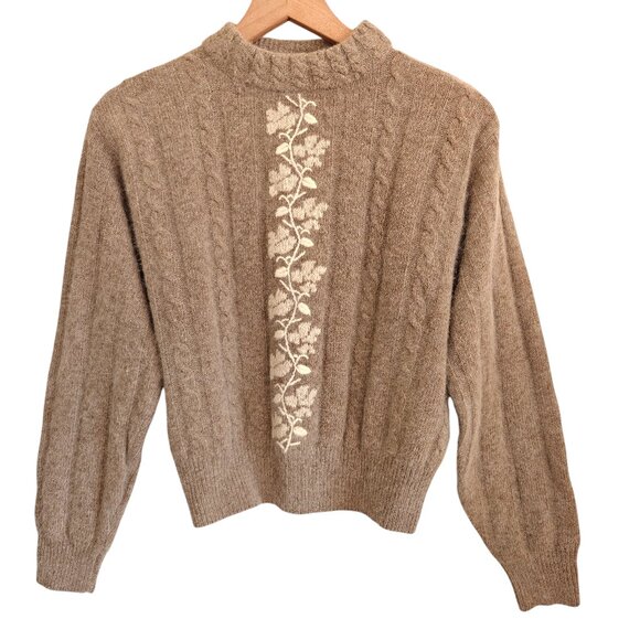 Vintage Liz Claiborne Angora Wool Floral Sweater S Petite - Picture 2 of 6